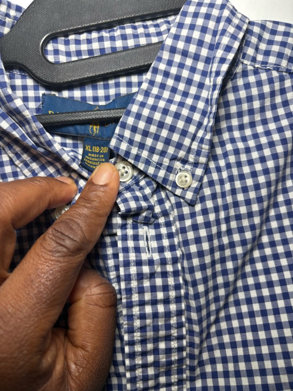 Ralph Lauren Blue and White Gingham Button-Down Shirt